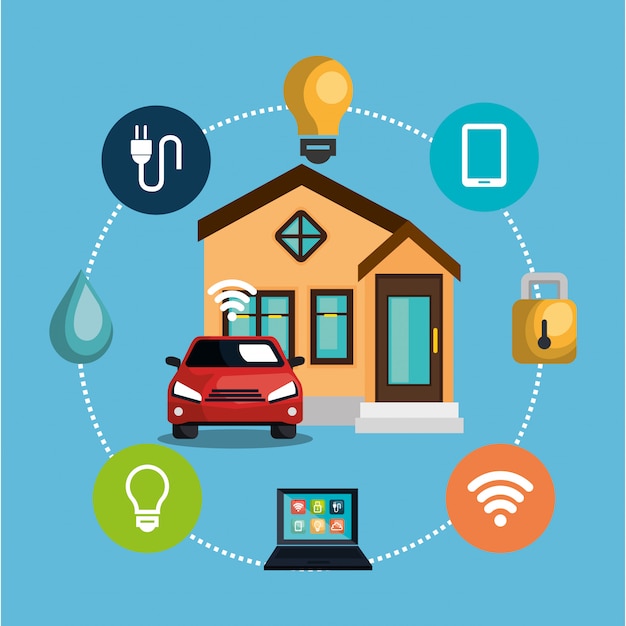 Download Free Vector | Smart home technology set icon