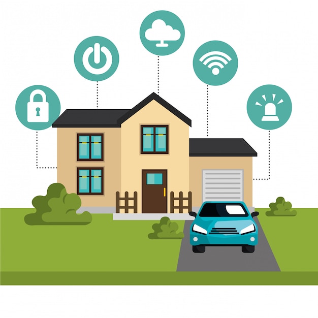Download Free Vector | Smart home technology set icon