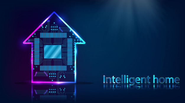 Smart house. home technology system with wireless centralized control background Premium Vector