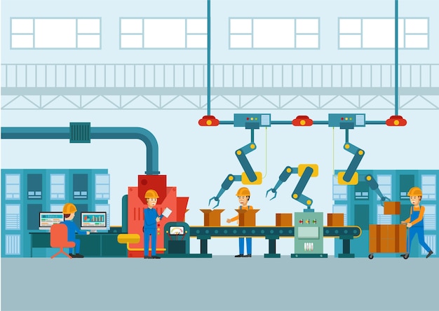 Smart industry with robotic inside Premium Vector