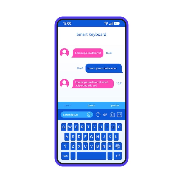 Premium Vector | Smart Keyboard Smartphone Interface Vector Template ...
