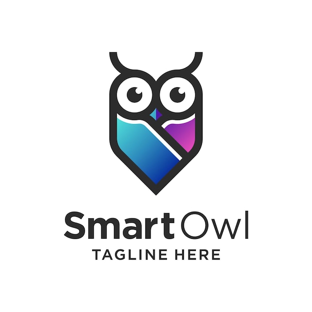 Premium Vector | Smart owl line art logo with colorful concept
