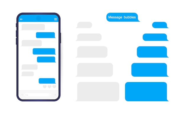 Premium Vector | Smart phone with messenger chat screen. sms template