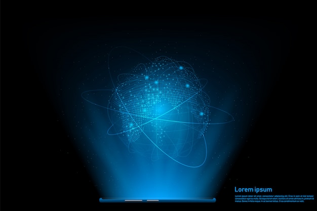Smartphone connection world together Premium Vector