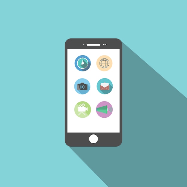 Download Premium Vector | Smartphone icon flat design with apps on ...
