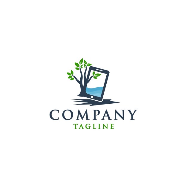 Smartphone leaf vector icon illustration design template Premium Vector