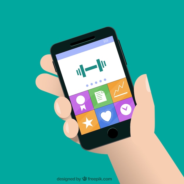 Download Free Vector | Smartphone with fitness app