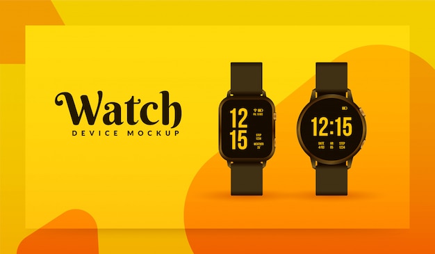 Download Premium Vector | Smartwatch mockup on yellow background ...