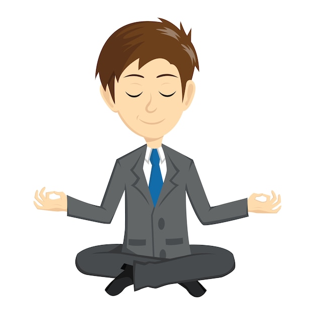 Premium Vector | Smile businessman when meditation