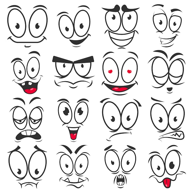 Premium Vector | Smile cartoon emoticons and emoji faces vector icons