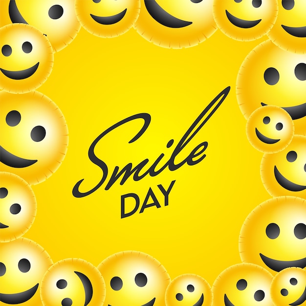 Download Premium Vector | Smile day font with glossy smiley emoji ...