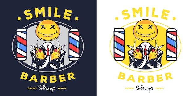 Download Free Smile Mascot Barber Shop Logo Premium Vector Use our free logo maker to create a logo and build your brand. Put your logo on business cards, promotional products, or your website for brand visibility.