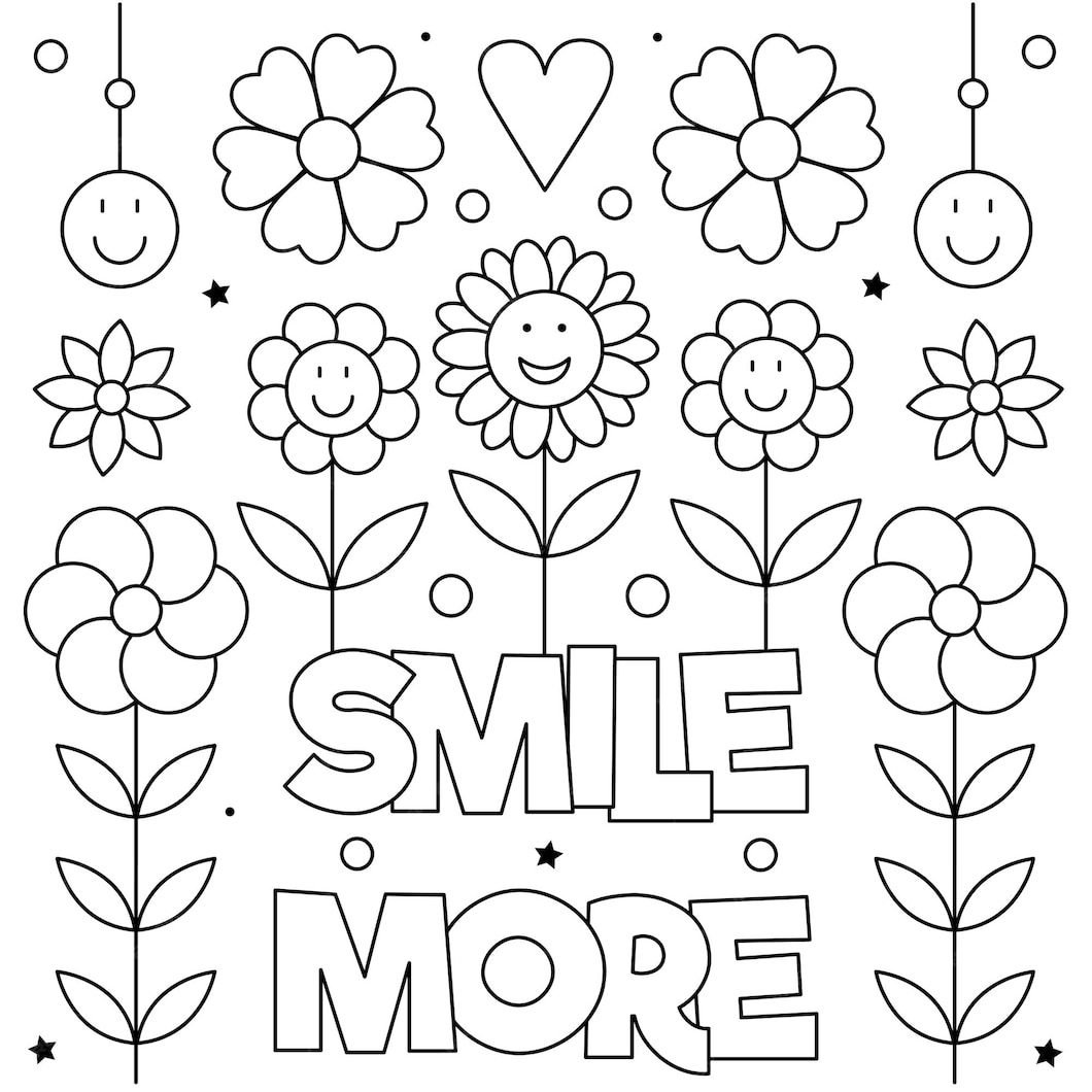 Premium Vector | Smile more. coloring page. black and white