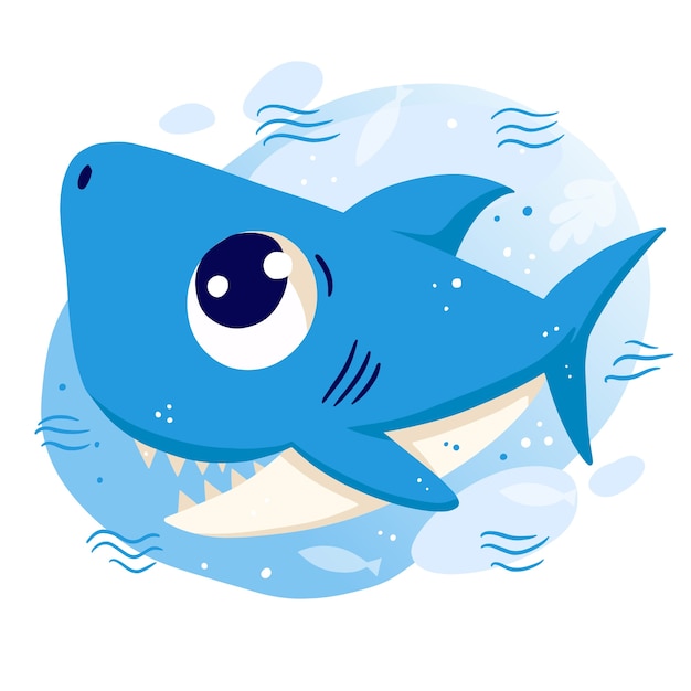 Download Smiley baby shark with blue eyes | Free Vector