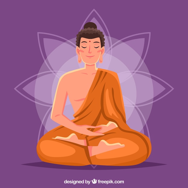 Smiley budha with flat design