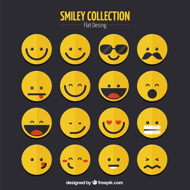 Smiley Collection In Flat Design Vector Free Download 6154