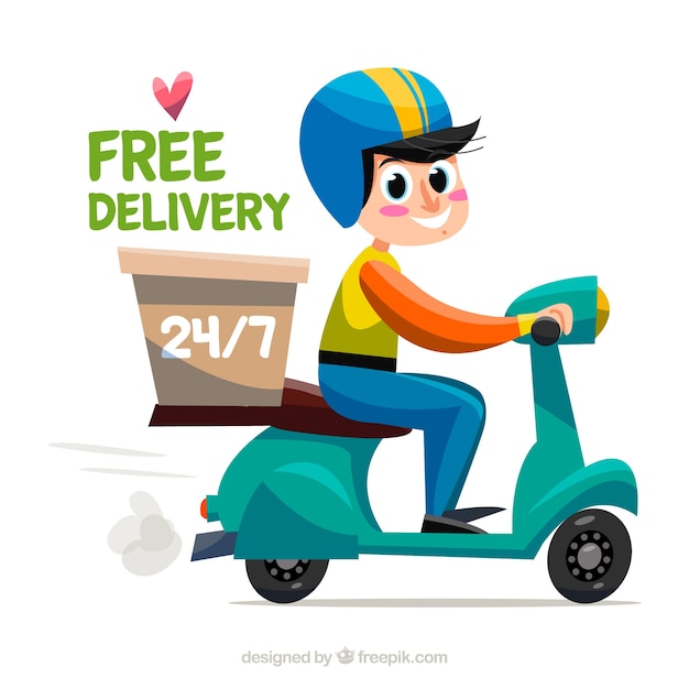 Premium Vector | Smiley delivery man with lovely style