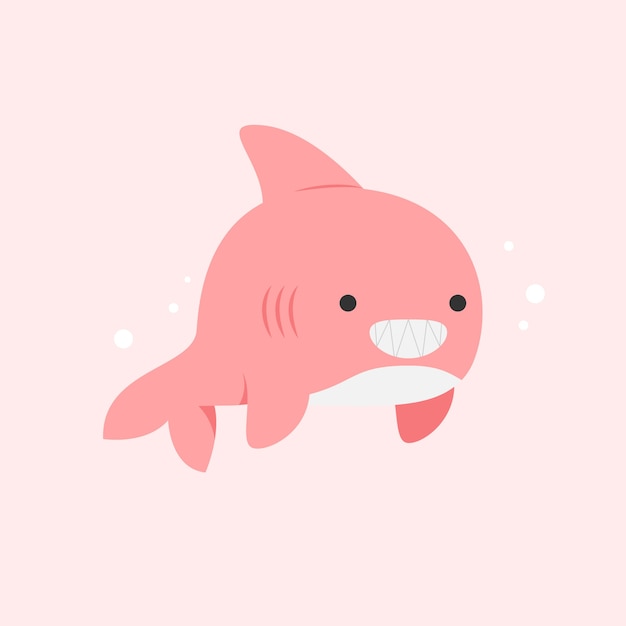 Smiley pink baby shark flat design | Free Vector