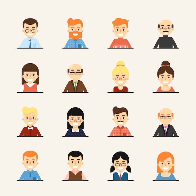 Premium Vector | Smiling cartoon people avatar set