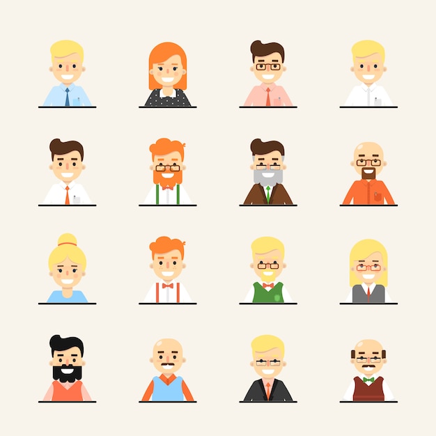 Premium Vector | Smiling cartoon people avatar set