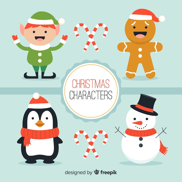 Download Smiling christmas characters collection Vector | Free Download