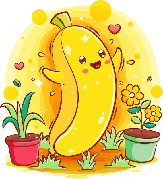 Premium Vector Smiling cute kawaii cartoon of banana character