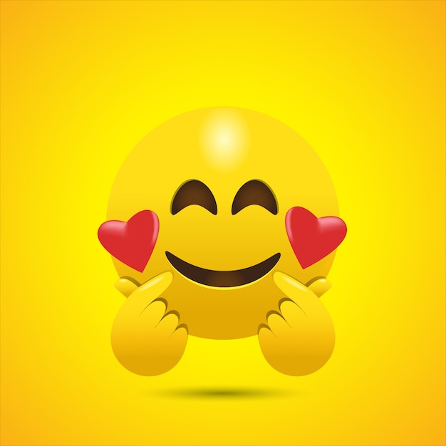 Download Smiling face emoji giving korean finger heart | Premium Vector