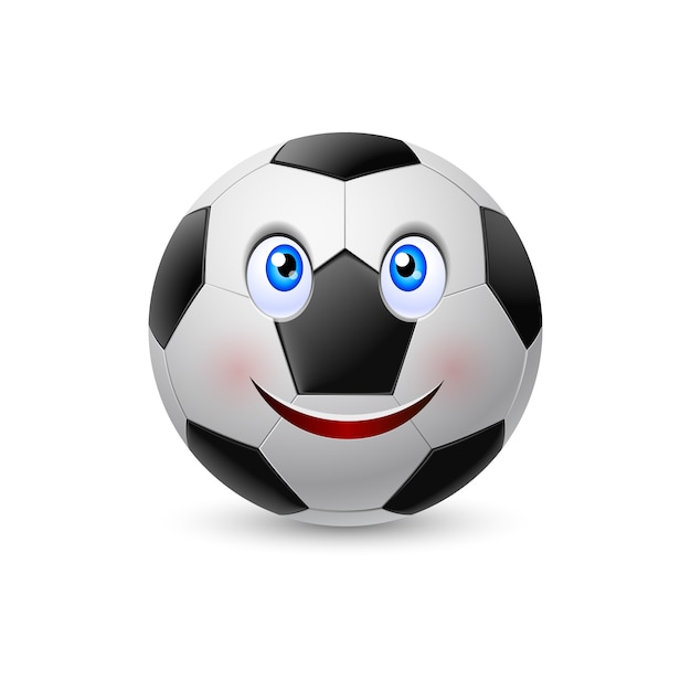 サッカーボールの笑顔 白のイラスト プレミアムベクター