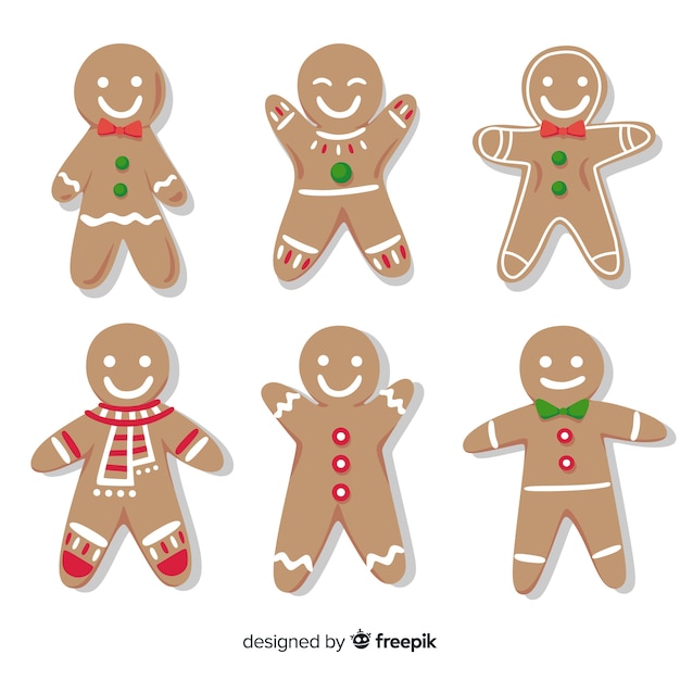 Free Vector | Smiling gingerbread man collection