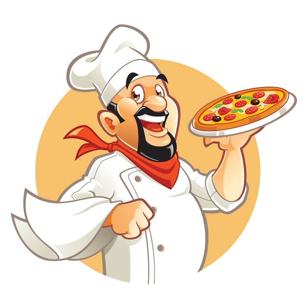 Premium Vector | Smiling pizza chef cartoon character