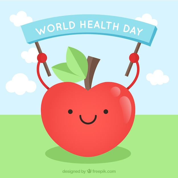 Smiling red apple for world health day