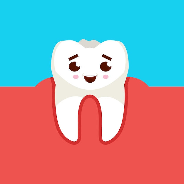 歯の漫画のキャラクターを笑っています 虫歯予防のコンセプトです ベクトルイラスト プレミアムベクター