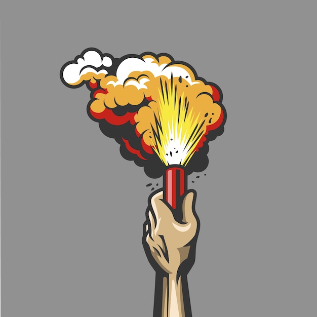 Free Vector | Smoke bomb in hand