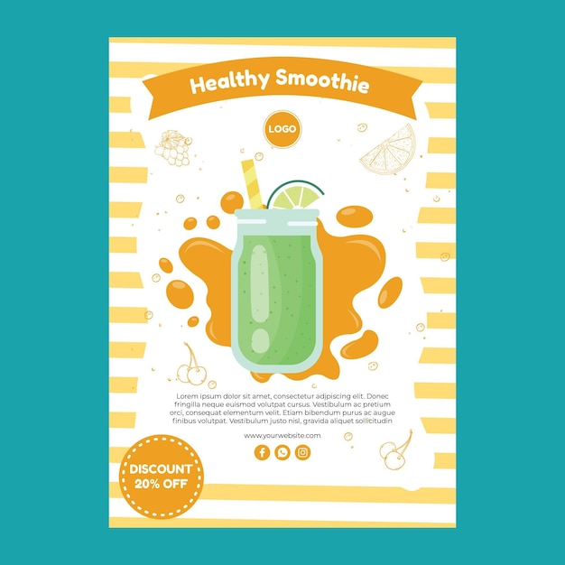 Smoothie flyer template Free Vector