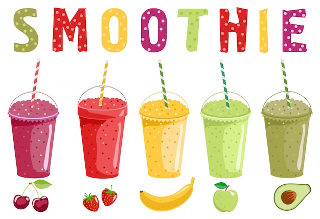 Premium Vector | Smoothie And Fruits. Set Of Illustrations Smoothie Or ...