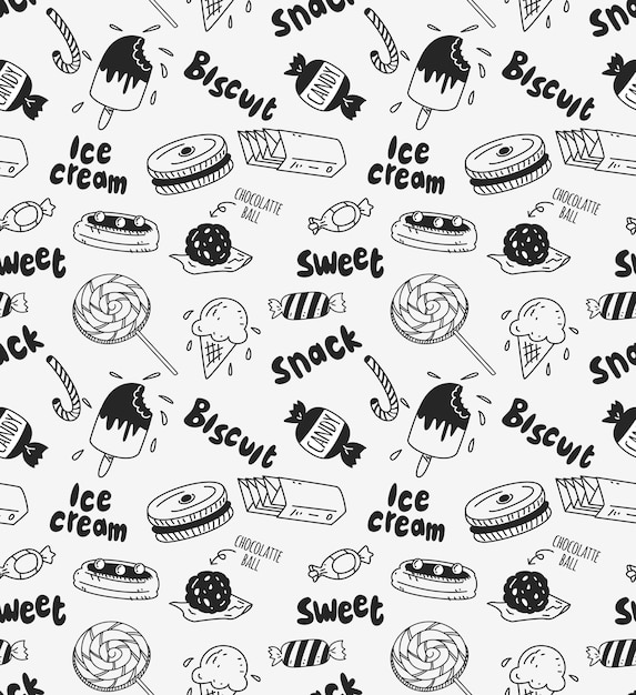 Premium Vector Snack Doodle Seamless Background