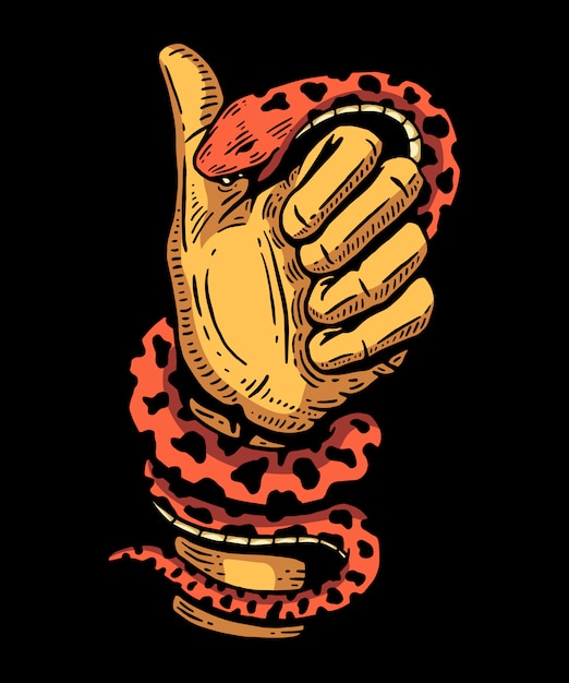 Premium Vector | Snake biting hand abstract ilustration and tshirt design