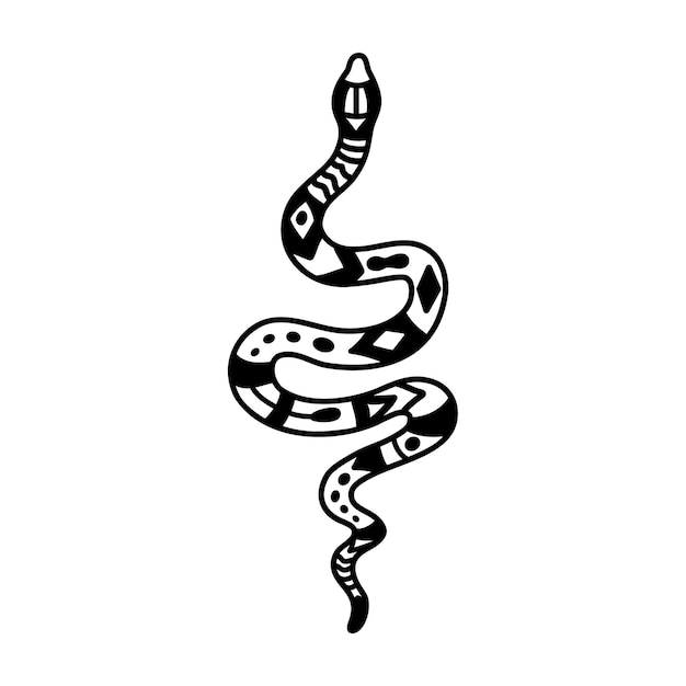 Premium Vector | Snake black and white vector illustration hand drawn.