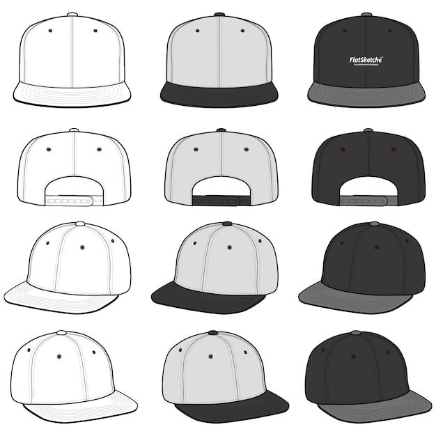 Snapback cap fashion flat vector illustration mockup design Vector | Premium Download