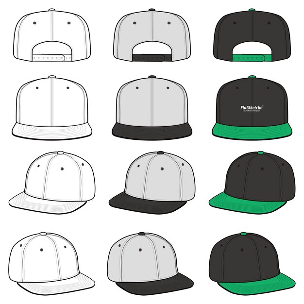 Download Snapback cap fashion flat vector illustration mockup ...
