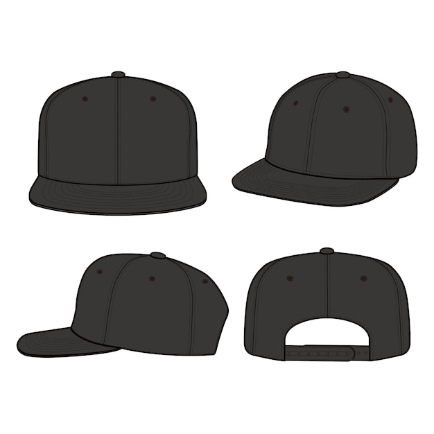 Snapback cap fashion flat vector illustration mockup design Vector