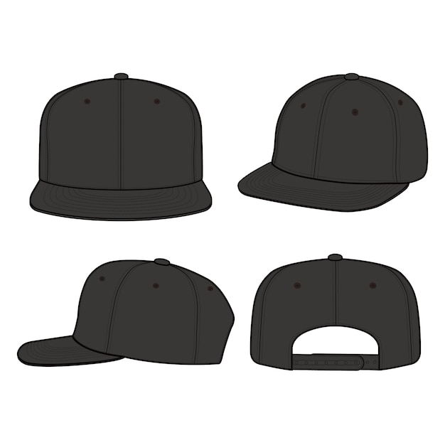 Download Snapback cap fashion flat vector illustration mockup design Vector | Premium Download