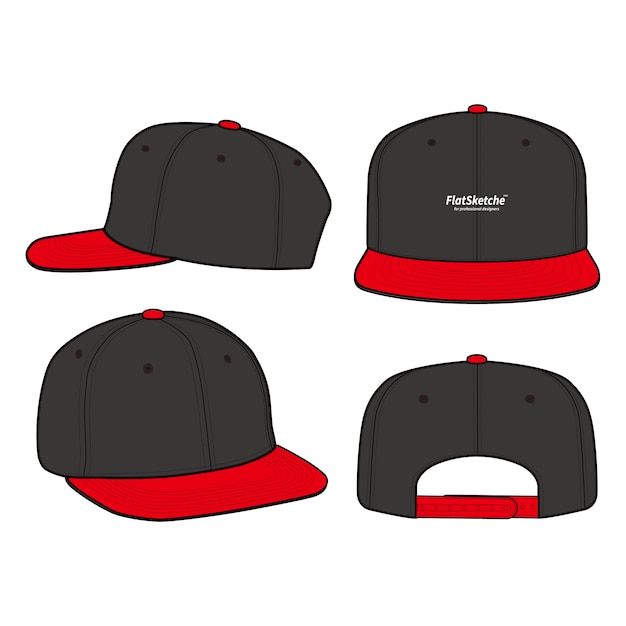 Snapback cap fashion flat vector illustration mockup ...