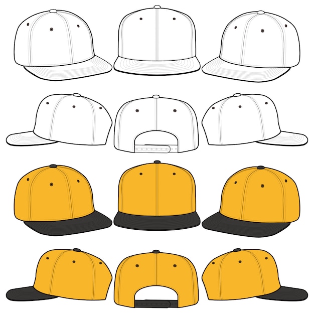 Snapback cap fashion flat vector illustration mockup design | Premium Vector