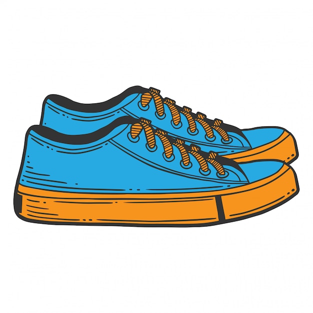 Sneakers blue shoes Vector | Premium Download