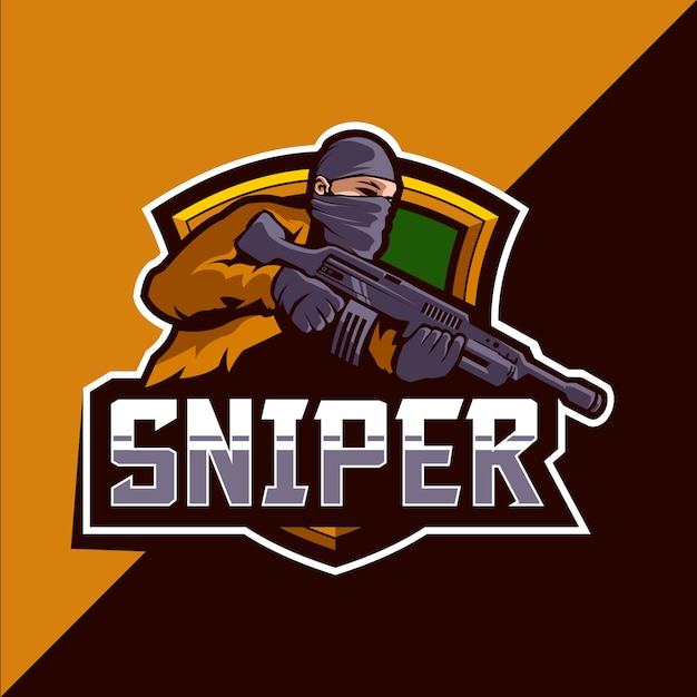 Sniper esport mascot logo design | Premium Vector