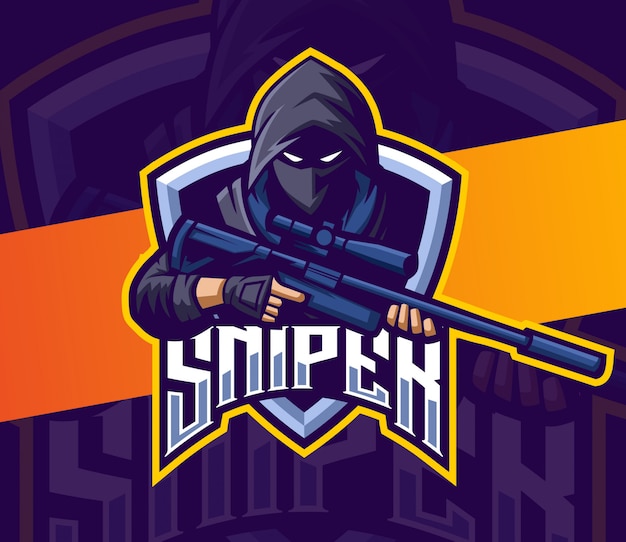 Premium Vector | Sniper with gun mascot esport logo gaming