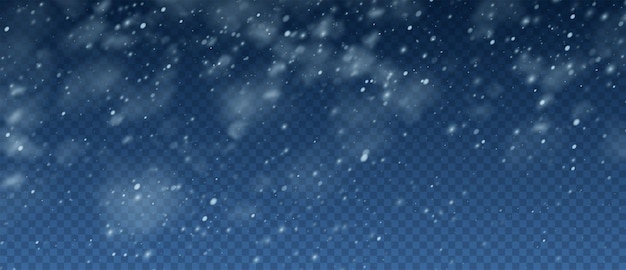 Snow Blizzard Realistic Overlay Background Snowflakes Flying In The Sky Isolated On Transparent Background Background For Christmas Design Vector Illustration Eps10