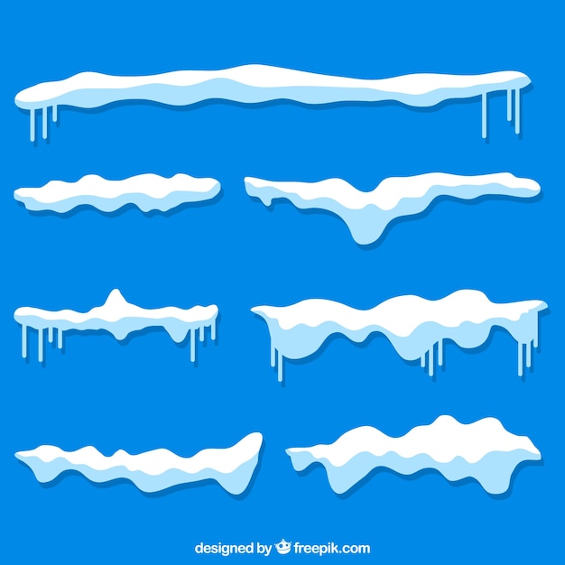 Snow cap collection on blue background