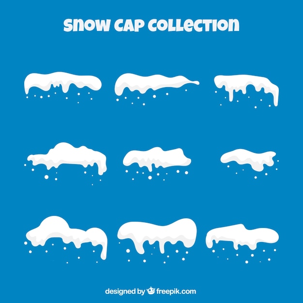 Download Snow cap pack on blue background | Free Vector